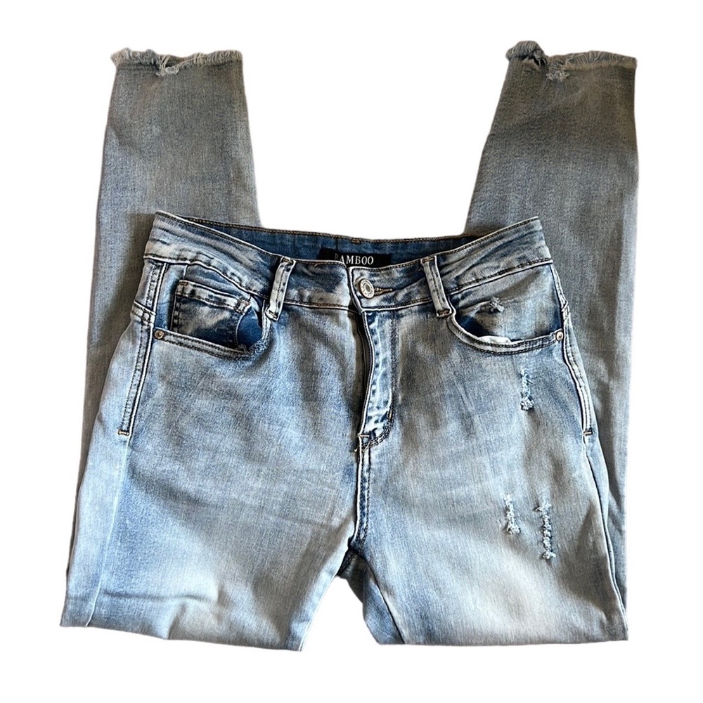 Bamboo Jeans frayed hem. Size 7